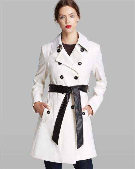 black and white trench coat.